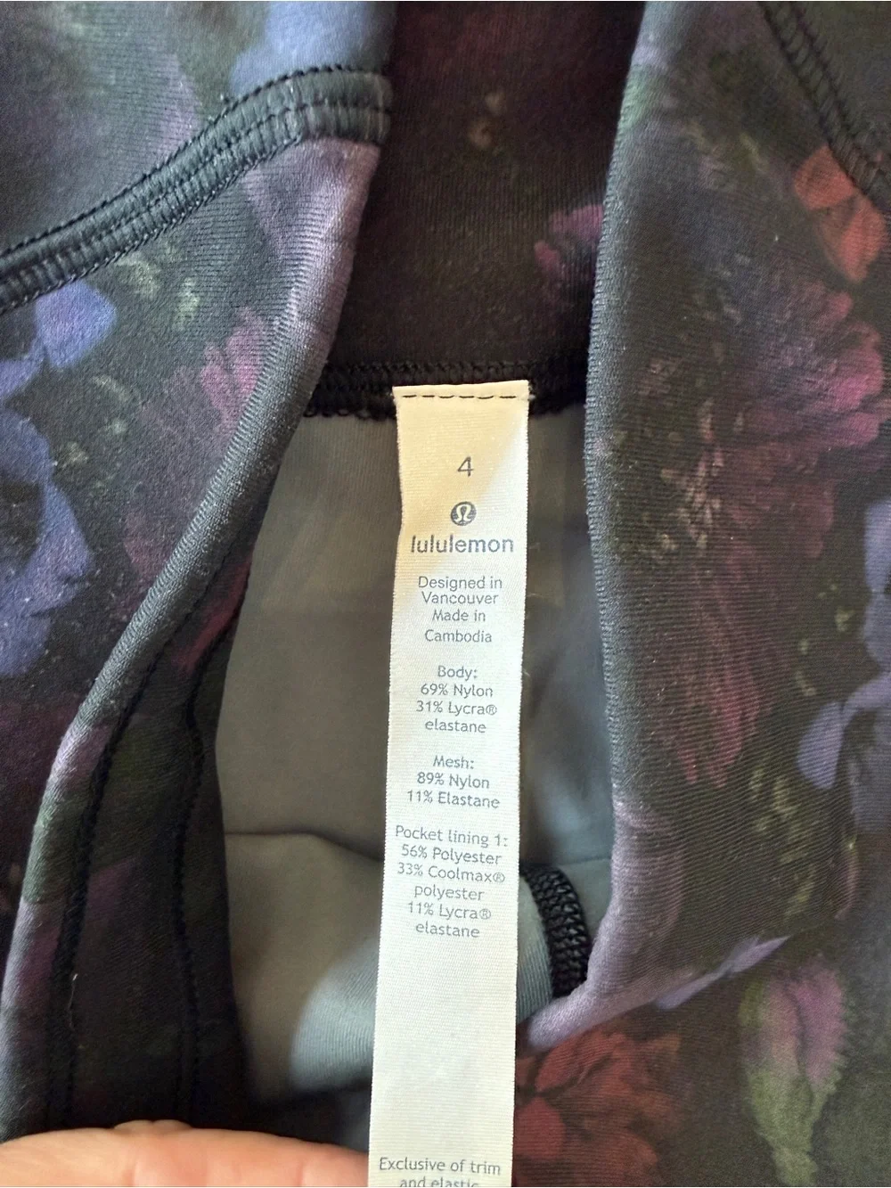 lululemon Train Times Crop Black Frozen Floral Black Crop Leggings 25664